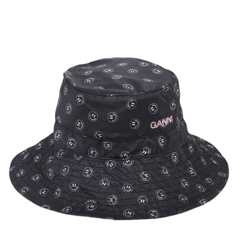 Ganni | Recycled Smiley Face Logo Print Bucket Hat - Picture 1 of 16